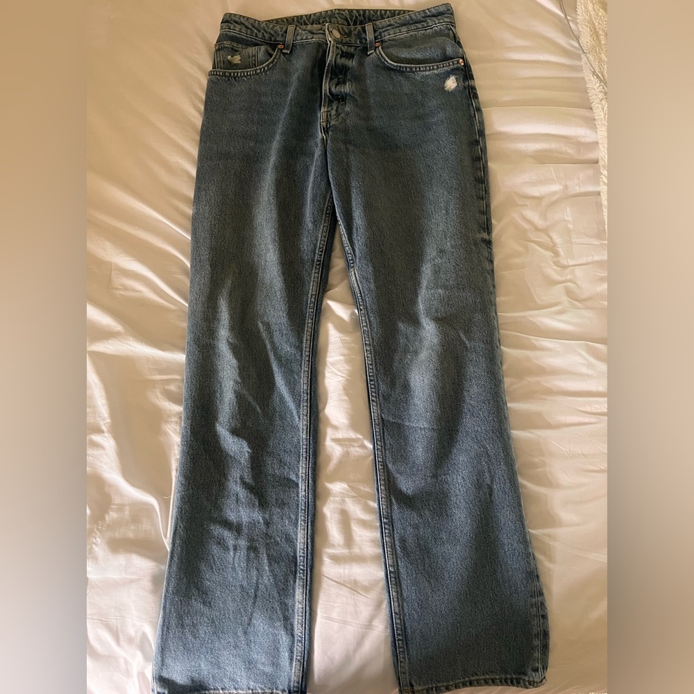 h&m low rise baggy straight leg jeans